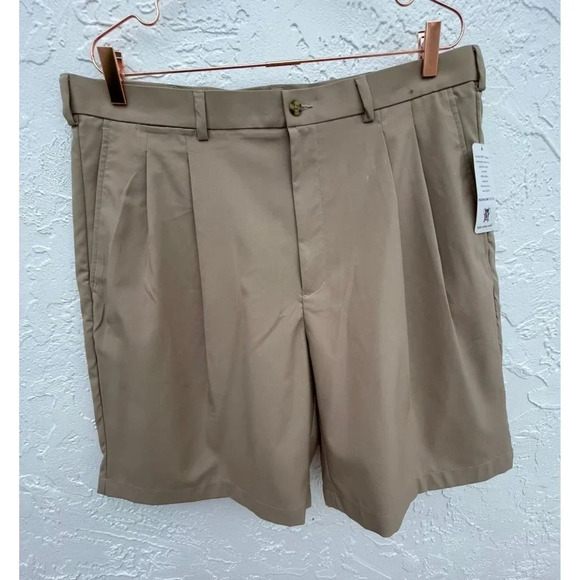 PGA Tour Mens Double Pleated Golf Shorts Silver Mink Sz 38 - Picture 1 of 15